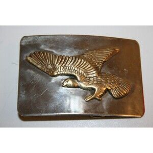 Vintage 3D Soaring Eagle Brass & Silver Plate Belt Buckle Biker Motorcycle